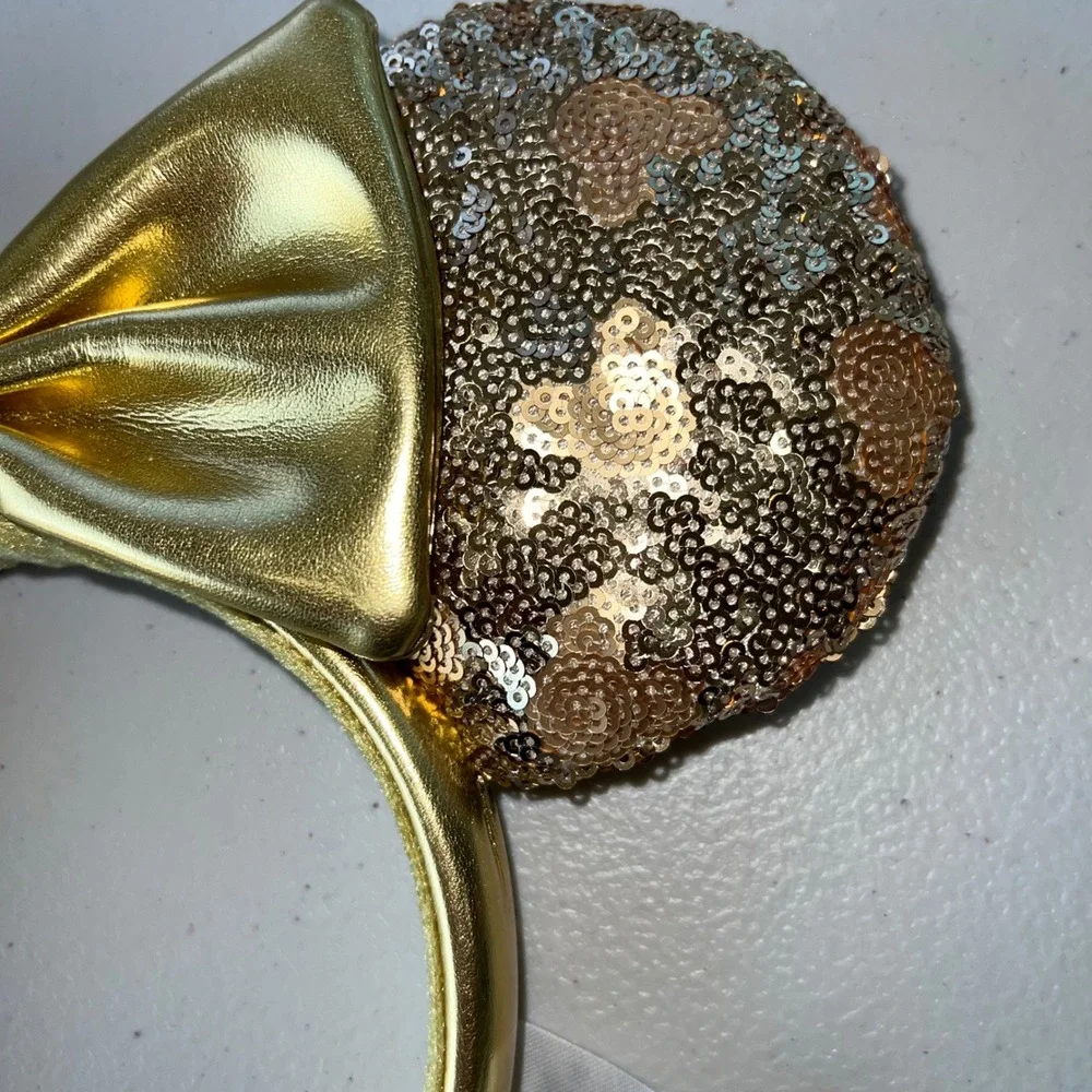 Disney Parks Gold Hidden Mickey Pattern Sequin Ears Headband